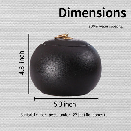 Miss-u-Alr Black Porcelain Ceramic Pet Urn with Metal Pull Ring