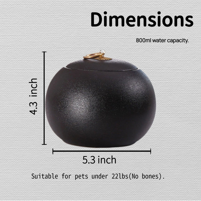 Miss-u-Alr Black Porcelain Ceramic Pet Urn with Metal Pull Ring