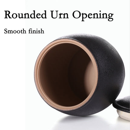 Miss-u-Alr Black Porcelain Ceramic Pet Urn with Metal Pull Ring