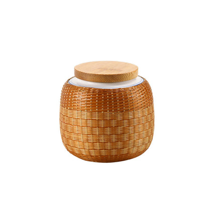Miss-u-Alr Bamboo-Woven Surface Ceramic Pet Urn