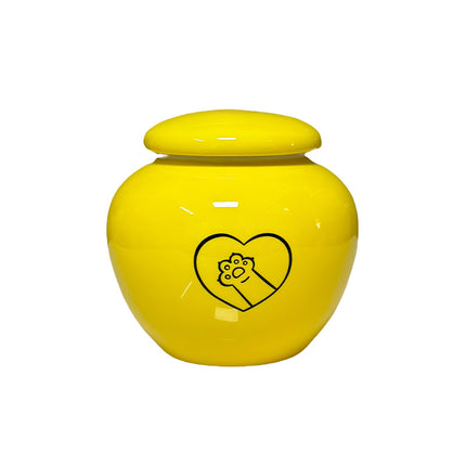 Miss-u-Alr Yellow Ceramic Pet Urn for Ashes