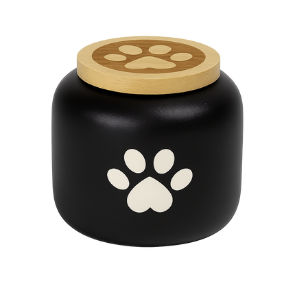 Miss-u-Alr Porcelain Pet Urn with Wooden Paw Lid