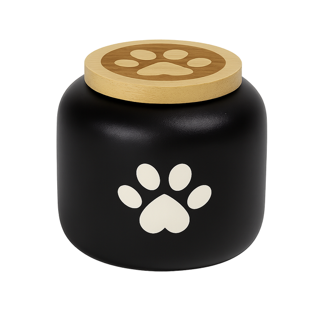 Miss-u-Alr Porcelain Pet Urn with Wooden Paw Lid