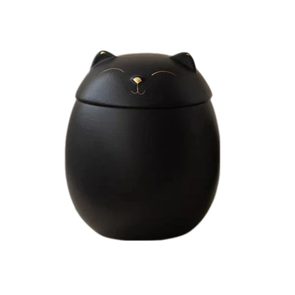 Miss-u-Alr Smiling Kitty Ceramic Black Porcelain Pet Urn