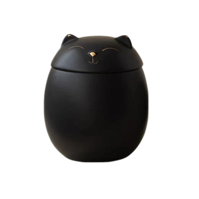 Miss-u-Alr Smiling Kitty Ceramic Black Porcelain Pet Urn