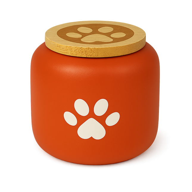 Miss-u-Alr Porcelain Pet Urn with Wooden Paw Lid