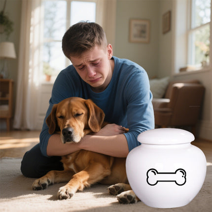 Miss-u-Alr White Ceramic Pet Urn for Ashes