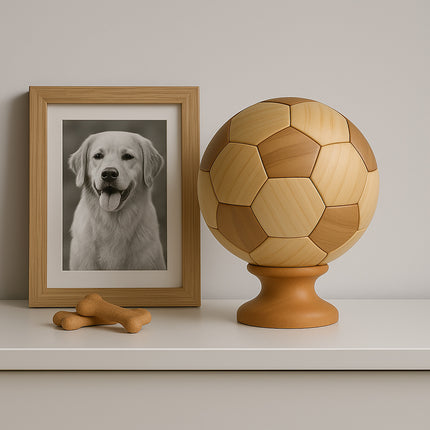 Miss-u-Alr Wooden Soccer Ball Bamboo Pet Urn for Ashes