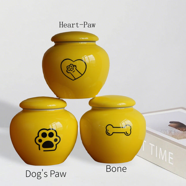Miss-u-Alr Yellow Ceramic Pet Urn for Ashes