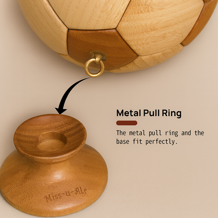 Miss-u-Alr Wooden Soccer Ball Bamboo Pet Urn for Ashes