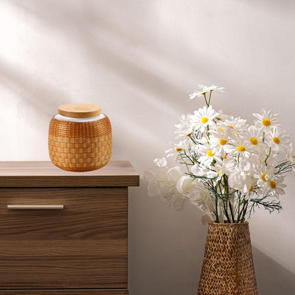 Miss-u-Alr Bamboo-Woven Surface Ceramic Pet Urn