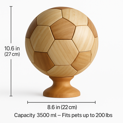 Miss-u-Alr Wooden Soccer Ball Bamboo Pet Urn for Ashes