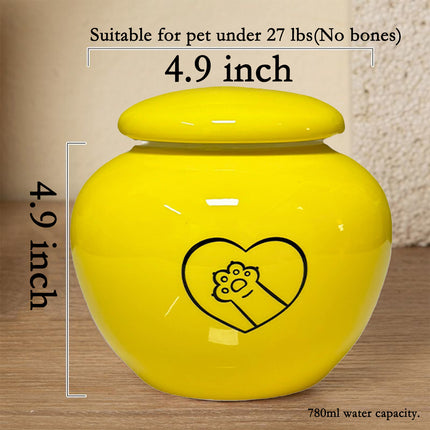 Miss-u-Alr Yellow Ceramic Pet Urn for Ashes