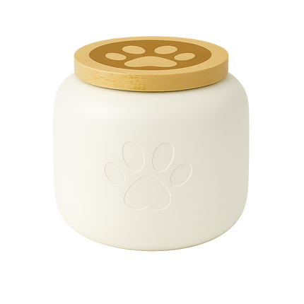 Miss-u-Alr Porcelain Pet Urn with Wooden Paw Lid