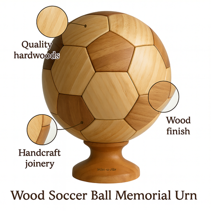 Miss-u-Alr Wooden Soccer Ball Bamboo Pet Urn for Ashes
