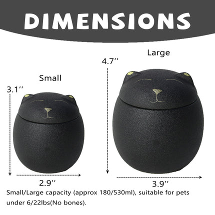 Miss-u-Alr Smiling Kitty Ceramic Black Porcelain Pet Urn