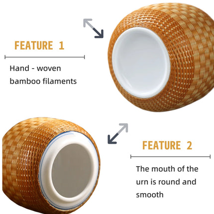 Miss-u-Alr Bamboo-Woven Surface Ceramic Pet Urn