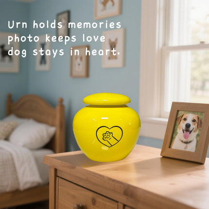 Miss-u-Alr Yellow Ceramic Pet Urn for Ashes