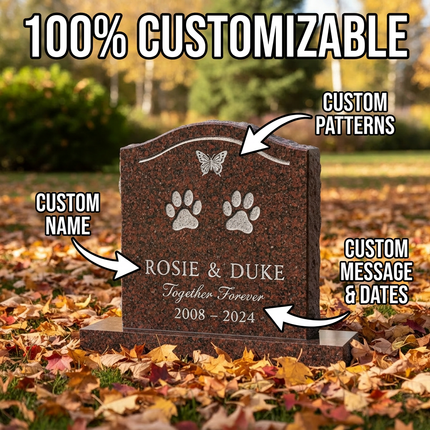 Personalized Granite Pet Memorial Headstone | Custom Engraved Dog & Cat Grave Marker