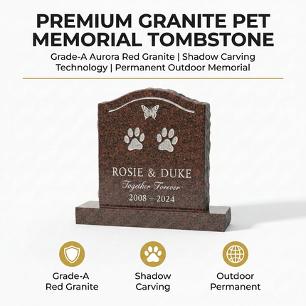 Personalized Granite Pet Memorial Headstone | Custom Engraved Dog & Cat Grave Marker