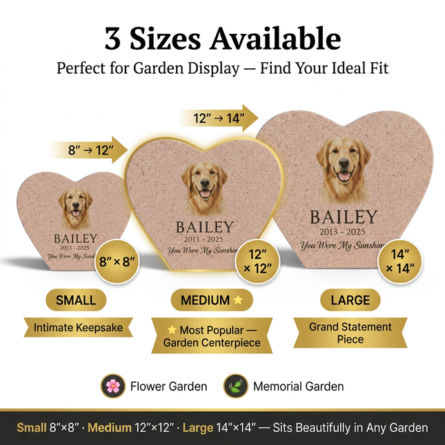 Personalized Pink Granite Heart-Shaped Pet Memorial Stone | Custom Photo & Text Engraved Garden Grave Marker