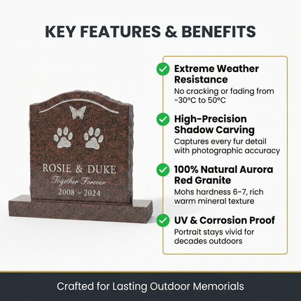 Personalized Granite Pet Memorial Headstone | Custom Engraved Dog & Cat Grave Marker