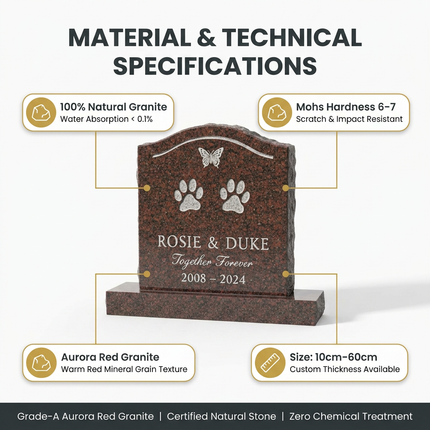 Personalized Granite Pet Memorial Headstone | Custom Engraved Dog & Cat Grave Marker