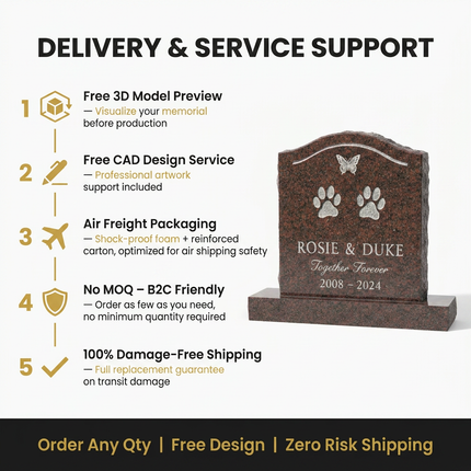 Personalized Granite Pet Memorial Headstone | Custom Engraved Dog & Cat Grave Marker