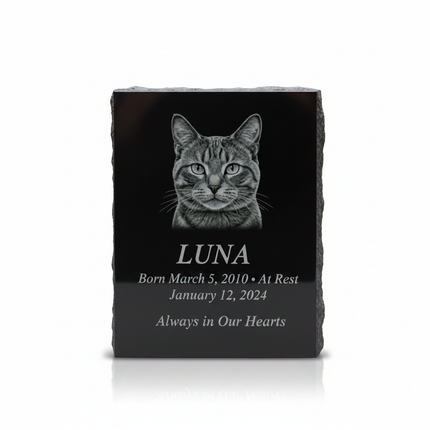 Black Granite Pet Memorial Stone White Background