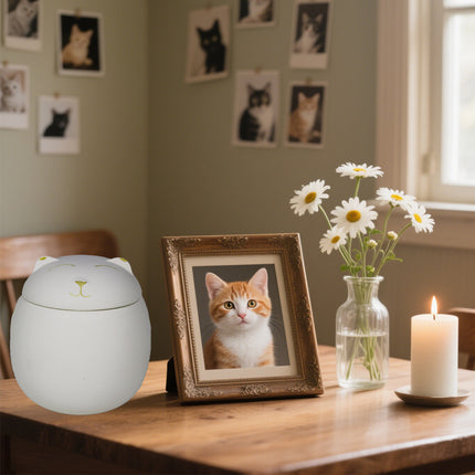 Miss-u-Alr Smiling Kitty Ceramic Pet Urn
