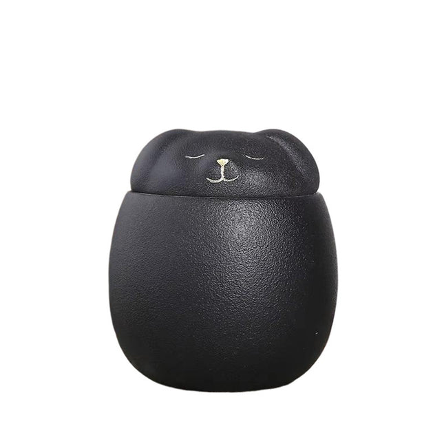 Miss-u-Alr Smiling Doggo Ceramic Black Porcelain Pet Urn