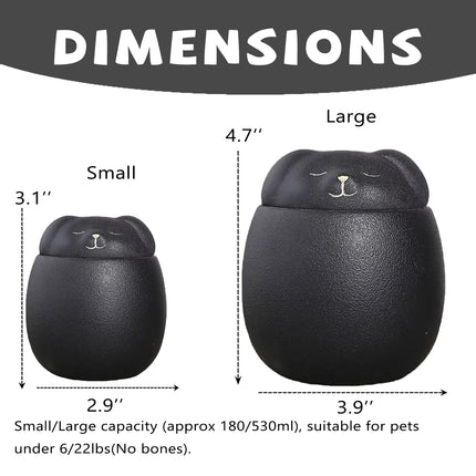 Miss-u-Alr Smiling Doggo Ceramic Black Porcelain Pet Urn